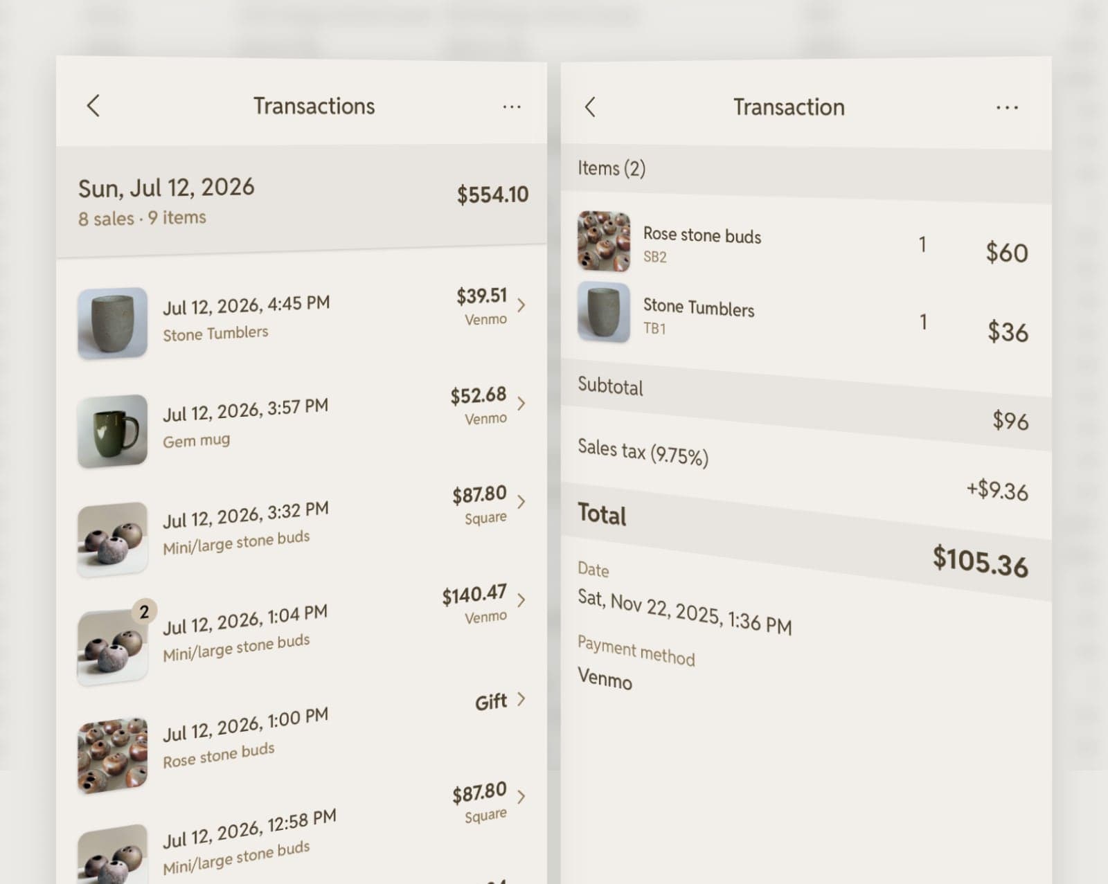 Review sales transactions