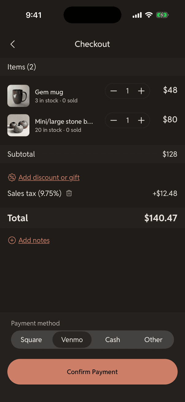 Sales checkout